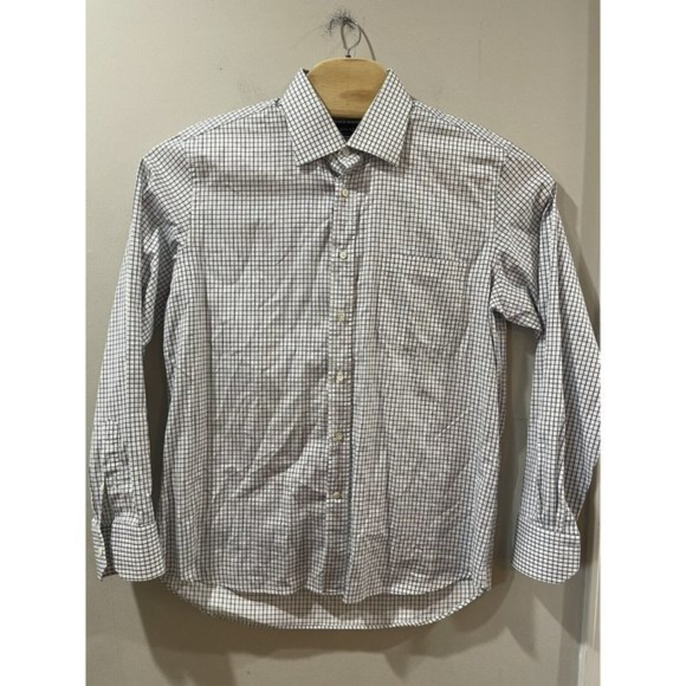 Canali‎ Mens Plaid Button Down Dress Shirt Blue Cotton Size 16.5 42